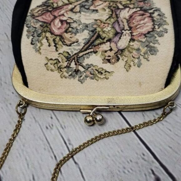 Vintage 50s JR Julius Resnick Needlepoint Woven Tapestry Purse - Picture 4 of 9